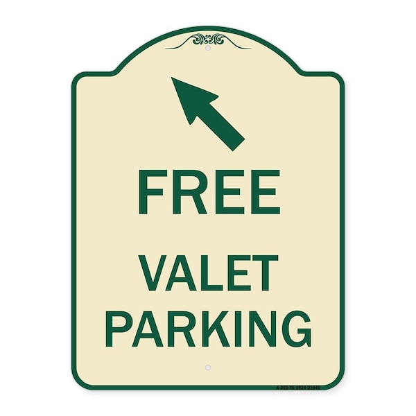 Signmission Free Valet Parking W/ Upper Left Arrow Heavy-Gauge Aluminum Sign, 24" x 18", TG-1824-23941 A-DES-TG-1824-23941 - main